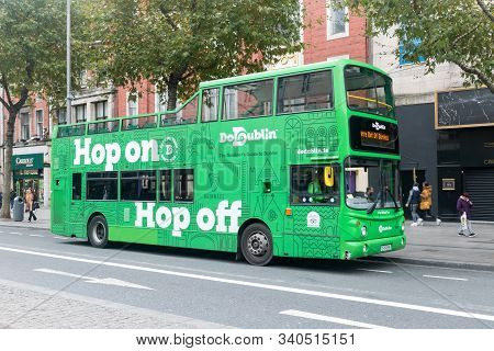 Dublin, Ireland - November 5, 2019: Dublin City Bus Tour. Dublin Hop-on Hop-off.