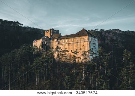 Aerial View Of Stixenstein Castle In Beautiful Evening Light