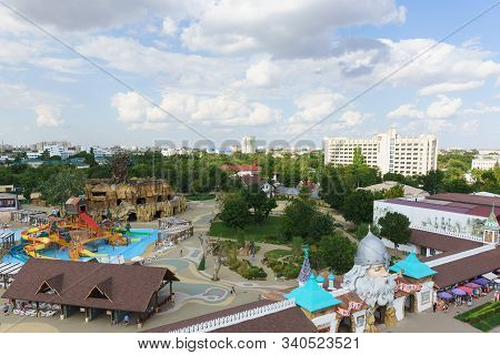 Evpatoria, Crimea, Russia-september 7, 2019: Top View Of The Resort Town And The Fabulous Aqualand W