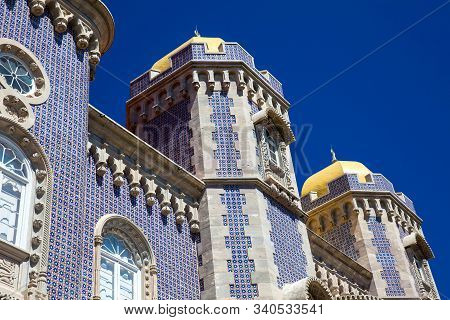 Sintra, Portugal - May, 2018: The Pena Palace A Romanticist Castle Located In Sao Pedro De Penaferri
