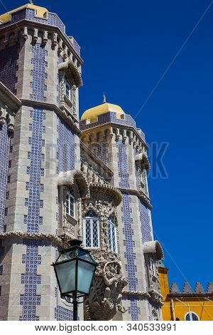 Sintra, Portugal - May, 2018: The Pena Palace A Romanticist Castle Located In Sao Pedro De Penaferri