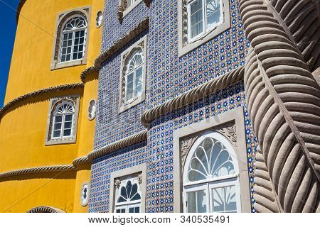 Sintra, Portugal - May, 2018: The Pena Palace A Romanticist Castle Located In Sao Pedro De Penaferri