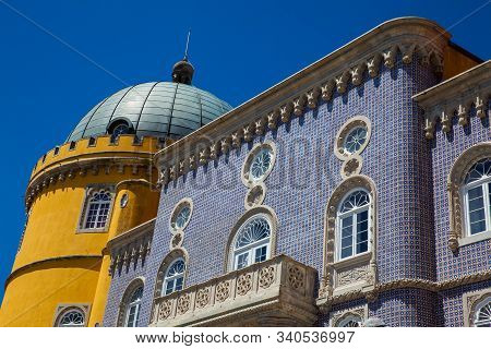 Sintra, Portugal - May, 2018: The Pena Palace A Romanticist Castle Located In Sao Pedro De Penaferri