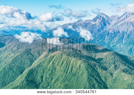 Caucasus Mountains At Sunset Time. Sochi. Russia.