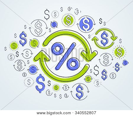 Percent Symbol And Loop Arrow, Taxes, Return On Investment, Refund, Stock Market, Refinance, Bookkee