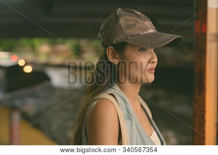 Young Beautiful Asian Tourist Woman Exploring The City Of Bangkok, Thailand