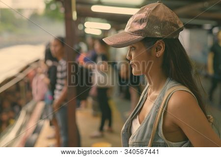 Young Beautiful Asian Tourist Woman Exploring The City Of Bangkok, Thailand