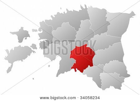 Kort over Estland, Viljandi fremhævet