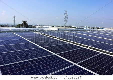 Solar Pv Rooftop System Hv Electric Pole Background