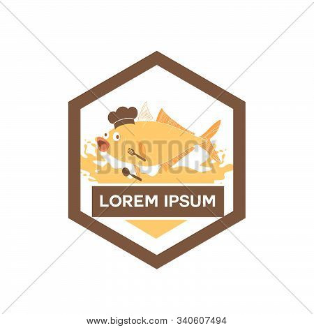 Simple Seafood Fish Restaurant Company Vector Logo And Caharacter Illustration