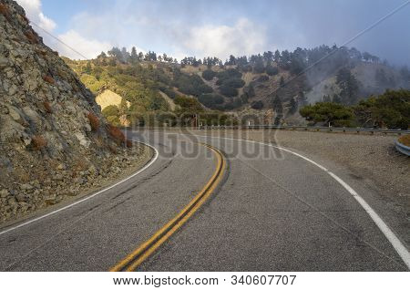 A Curve In The Road In The San Gabriel Mountains, California