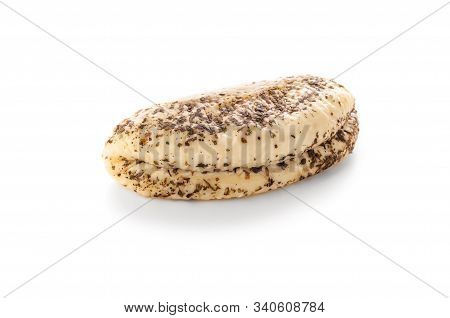Halumi Cheese With Spices. Isolated. On White Background. Close-up