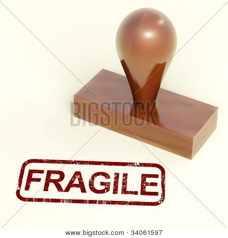 Timbro fragile mostrando i prodotti fragili per la consegna