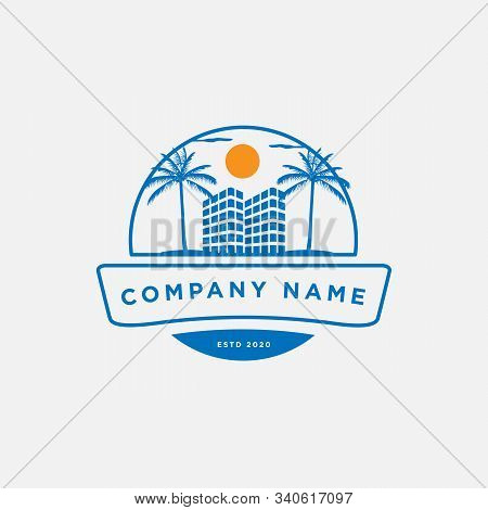 Hotel Sun Palm Beach Logo Design Vector