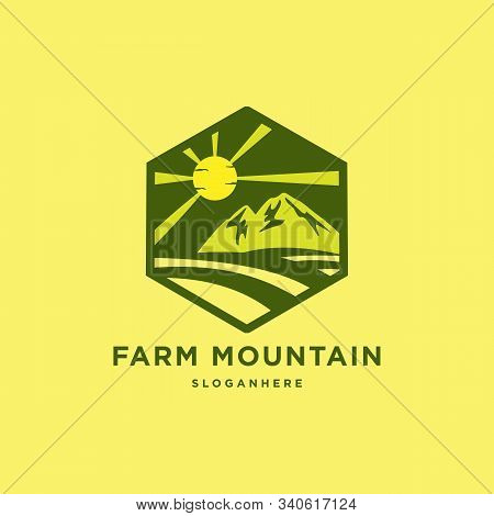 Mountain Organic Farm Logo Design Vector Template