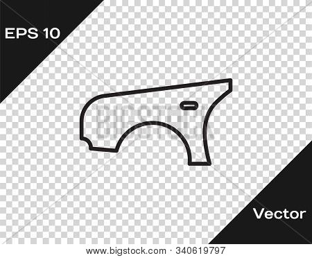 Black Line Car Fender Icon Isolated On Transparent Background. Vector Illustration