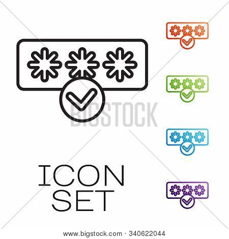 Black Line Password Protection And Safety Access Icon Isolated On White Background. Security, Safety