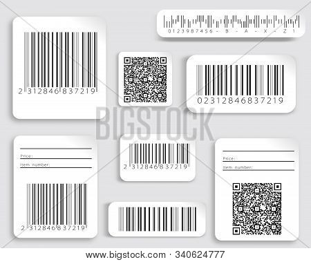 Set, Collection Of Barcodes Isolated On White Background.