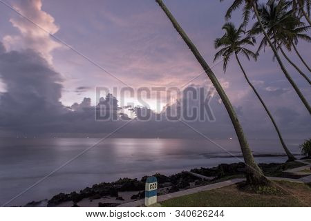 Koggala, Sri Lanka : 2019 Nov 18 :silhouettes Of The Traditional Sri Lankan Stilt Fishermen On A Sto