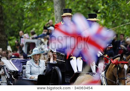 Londyn, UK - 16 czerwca: Trooping ceremonii kolor w centrum handlowym i w Pałacu Buckingham, 16 czerwca,
