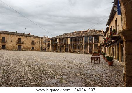 Pedraza, Castilla Y Leon, Spain: Plaza Mayor In A Spring Morning. Pedraza Is One Of The Best Preserv