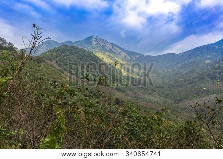 Siruvani Hills And With Clouds, View From At Palakkayam Siruvani Road, Kerala, India.ala