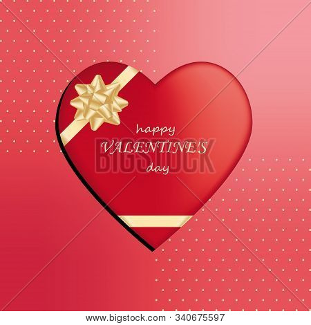 Happy Valentine's Day Background With Heart And Ribbon Bow