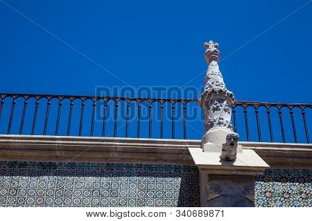 Sintra, Portugal - May, 2018: Detail Of The Architecture Of The Pena Palace A Romanticist Castle Loc