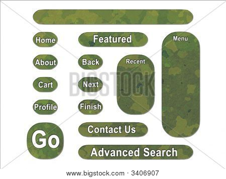 Selva verde camuflaje militar de estilo británico de Dpm efecto de botones de la interfaz Web