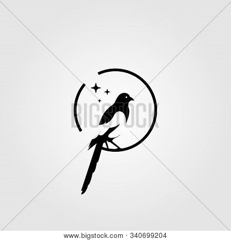 Magpie Bird Negative Space Logo Vector Illustration