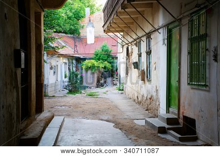 CLUJ NAPOCA, 26 SEPTEMBER 2019: A typical street view in the old center of Cluj Napoca, Romania                   