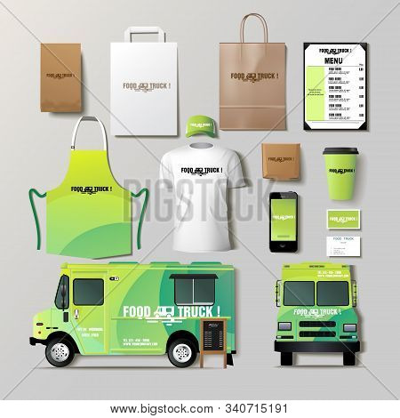 Food Truck Corporate Identity Template Design Set. Branding Mock Up.