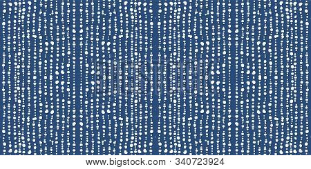 Blue Tribal Fashion Vector Seamless Pattern. Gloss Vintage Tribal African Background. Cornflower Fas