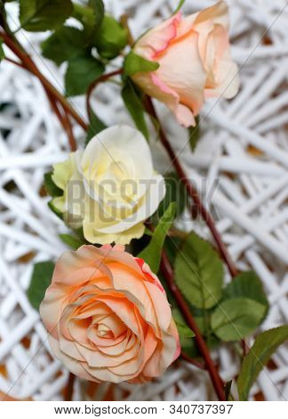 Colored roses.  Holiday flower. Wedding. High quality silk artificial flowers