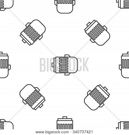 Grey Line Electric Engine Icon Isolated Seamless Pattern On White Background. Car Alternator. Vector