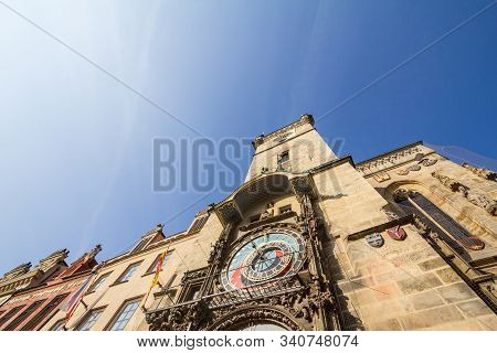 Prague Astronomical Clock (prazsky Orloj) On Display On The Old City Hall (staromestska Radnice) Of 