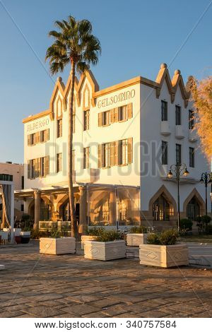 Kos, Greece - September 19th 2019: Albergo Gelsomino Hotel Early Morning. Built In 1928, The Hotel W