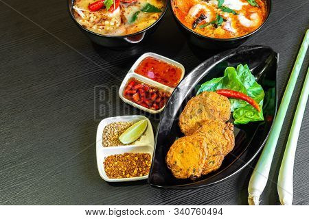Spicy Fried Fish Cake, (tod Mun Pla), A Traditional Thailand Appetizer Is Made With Fresh Fish Paste