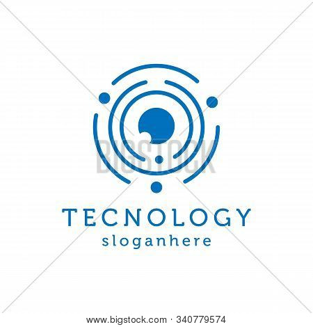 Circle line technology icon logo design vector