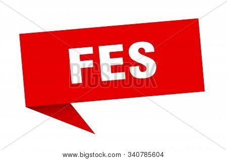 Fes Sticker. Red Fes Signpost Pointer Sign