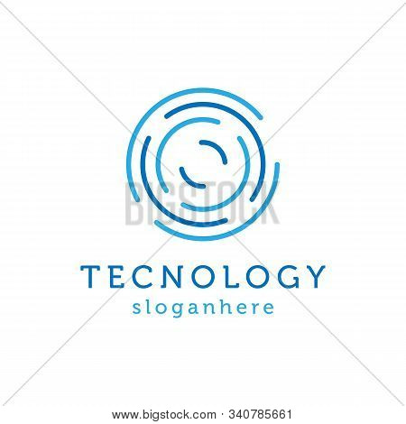 Circle line technology icon logo design vector
