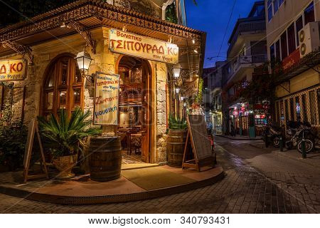 Athens, Greece November 18, 2019: Restaurants In Psirri Neighbourhood In Central Athens, Greece.
