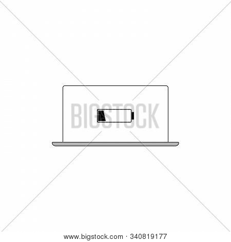 Discharged Laptop Color Icon. Low Battery. Notebook Battery Level Indicator. Isolated Vector Illustr