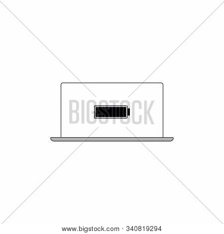 Laptop With Full Battery Icon On The Screen. Vector Illustration Icon