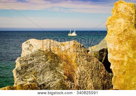 Seascape With Stone Breakwater, Bleik Village, Andoya Island, Vesteralen Archipelago.