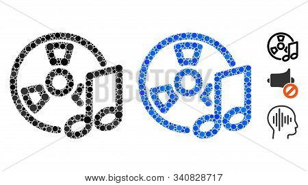Audio Tape Mosaic Of Circle Elements In Variable Sizes And Color Tinges, Based On Audio Tape Icon. V