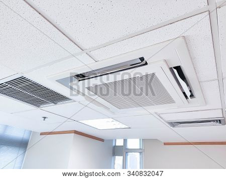 Ceiling Type System Air Conditioner In A Meeting Room