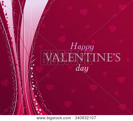 Pink Valentines Card With Abstract Background And Hearts