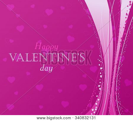 Pink Valentines Card With Abstract Background And Hearts