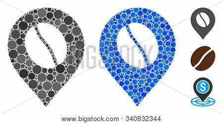 Coffee Bean Marker Mosaic Of Spheric Dots In Different Sizes And Color Tints, Based On Coffee Bean M